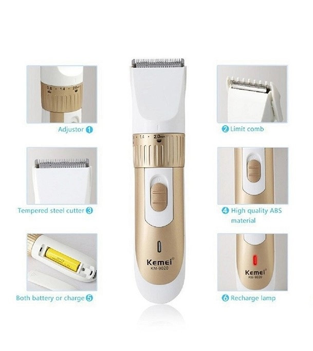 Kemei KM-9020 Electric Hair Clipper Rechargeable Men Hair Trimmer Gold