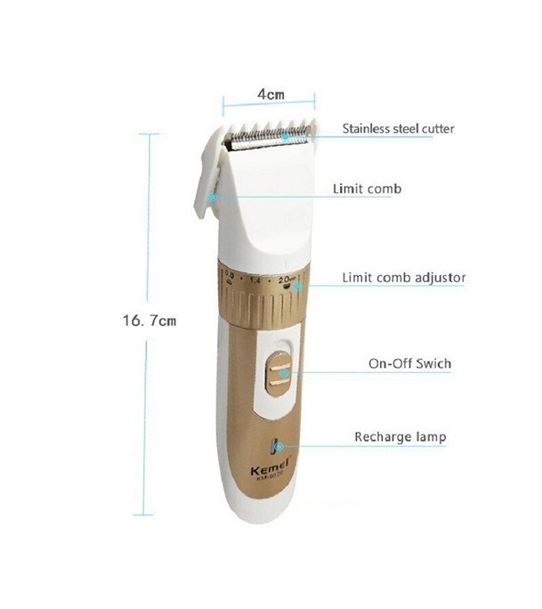 Kemei KM-9020 Electric Hair Clipper Rechargeable Men Hair Trimmer Gold