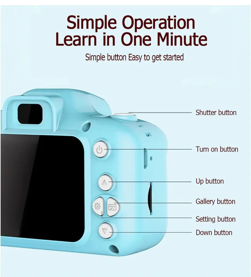 Children Kids Camera Mini Educational Toys - With 32GB Memory Card